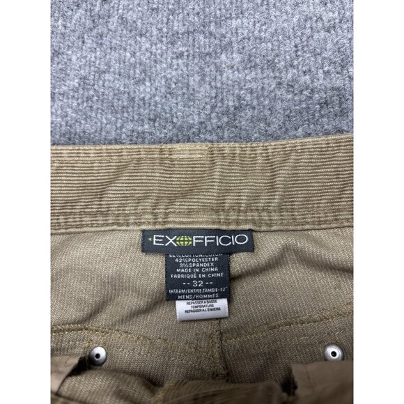 ExOfficio Pants Mens 32x32 Tan Corduroy Stretch Travel Chino Hidden Zip Pocket - Picture 2 of 9